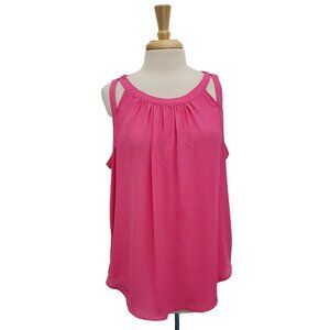 Torrid Womens Size 0 (L) Strappy Georgette Tank Top Bright Pink Round Neck
